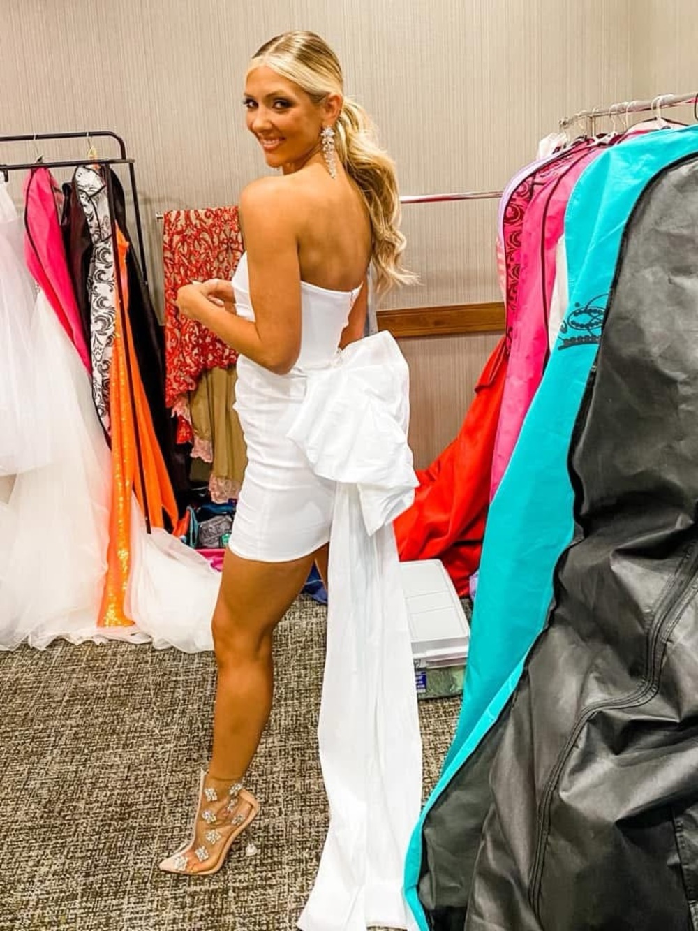 Adore White Strapless Mini Dress with Oversized Bow
